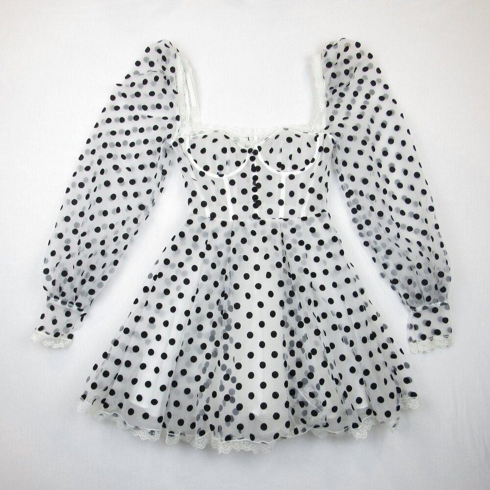 Vy’s Closet Fashion Polka Dot Dress Women's Size S Long Sleeve Lingerie. Sleeves